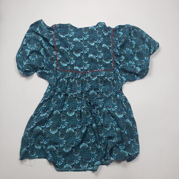 Band Of The Free Mallory Floral Babydoll Mini Dress Size Medium Deep Teal Aqua - Picture 14 of 16